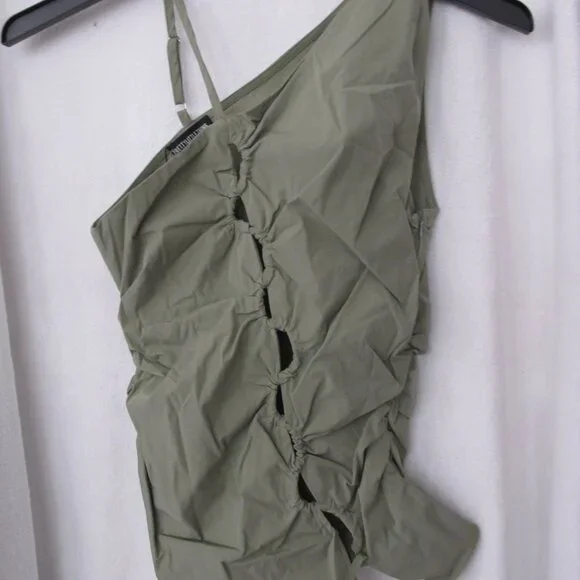 NWT PrettyLittleThing Lace Up One Shoulder Tank Top - Picture 8 of 16